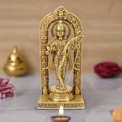 APKO Brass Ram Lalla Shree Ram Ayodhya Temple Murti Idol Statue Sculpture for Puja Office Home Décor Gift | Golden 12 Inches