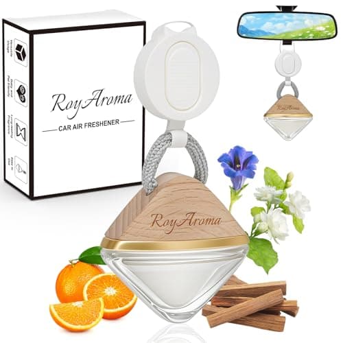 Royaroma Hanging Car Air Freshener Diffuser Luxury Car Perfume for Men Women Long Lasting Cars Fresheners with Natural Essential Oils Cool Ice Adjustable Rope