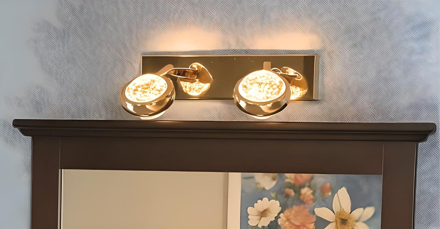 FILLISKA® 3 in 1 Double Wall spot/Picture/Display/Mirror Light with Adjustable Head and Colour Changing Function (Crystal Gold-6518)(1 Year Warranty)