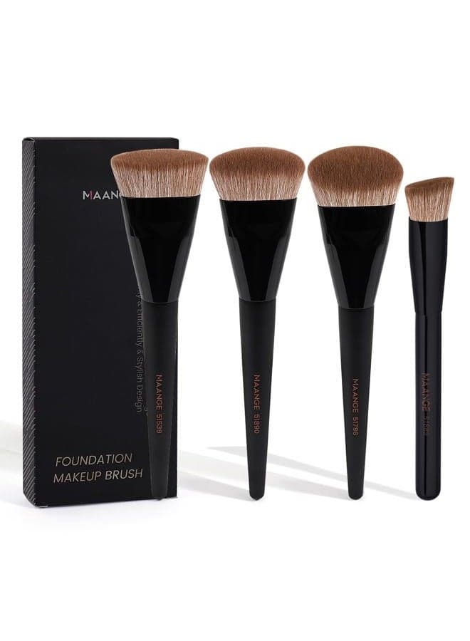 Makeup Brushes 4 Pcs Makeup Brush Set for Foundation Contour Concealer Brush Face Makeup (Black)