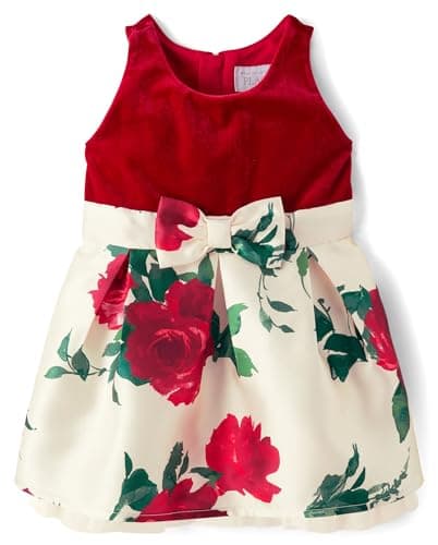 The Children's Place,Baby-Girls,and Toddler Sleeveless Dressy Dresses,Red White Floral,3 Years