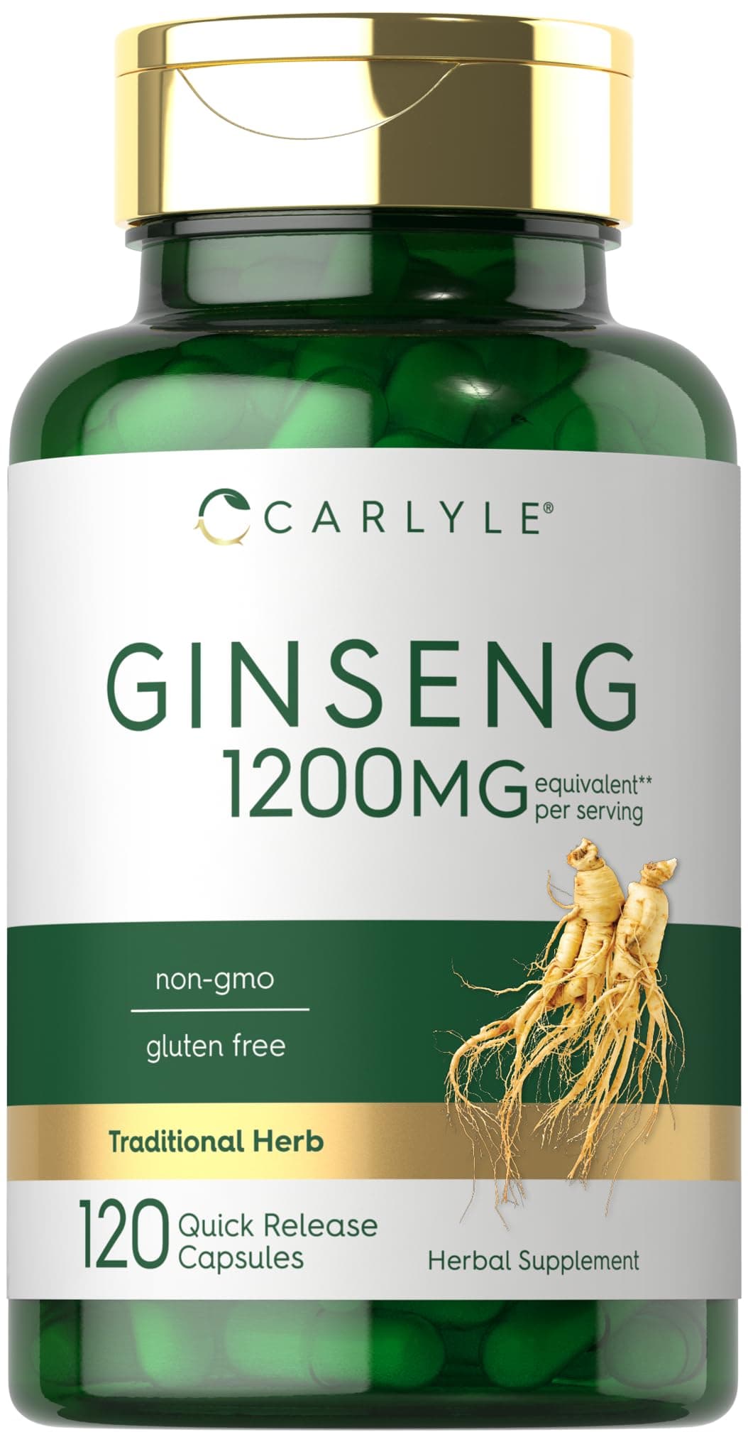 Carlyle Ginseng Extract Supplement 120 Capsules 1200mg Pills for Men Women NonGMO and Gluten Free