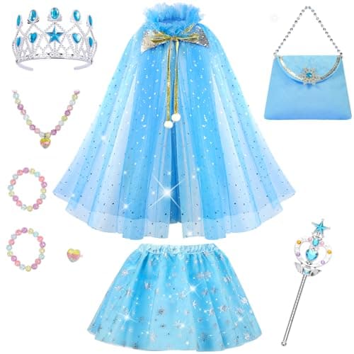 Meland Princess Dress up Clothes for Little Girl 11Pcs Princess Cape with CrownPrincess Dresses for Girl 38 Birthday Gift