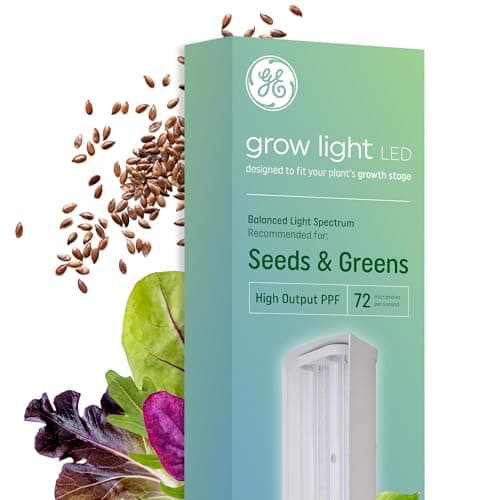 GE LED Grow Light for Indoor Plants Integrated LED Light Fixture for Seeds and Greens Balanced Light Spectrum 25000 Hours Lifespan 72 PPF 24 Inches 1 Pack Packaging May Vary