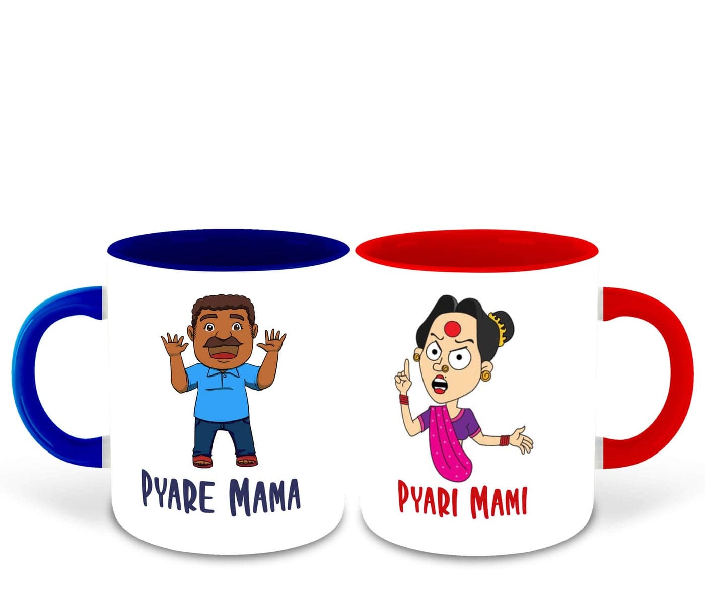 WHATS YOUR KICK Pyare Mama and Mami Inspired Dark Blue & Red Inner Colour Set of 2 Coffee Mug- Bhaiya Ji, Bhabhi Ji, Best Couple, Best Quotes, Happy Birthday, Relation, Unique Gifts (Bhaiya & Bhabhi)