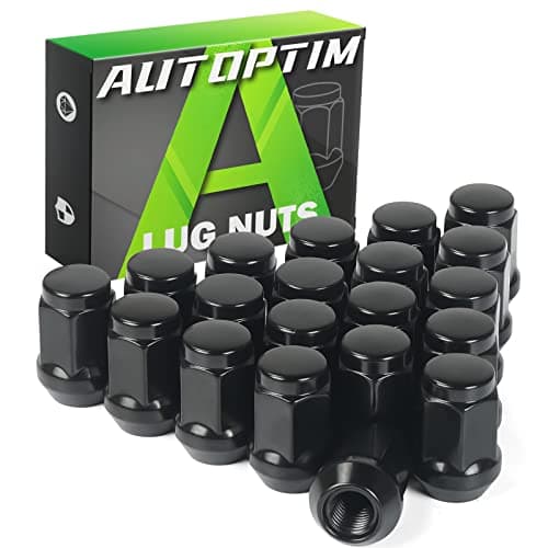 AUTOPTIM M12x1.5 Lug Nuts - Replacement for 2000-2018 Ford Focus, 2001-2023 Escape, 2006-2020 Fusion, 2006-2017 Jeep Compass, 2007-2017 Jeep Patriot Aftermarket Wheel, 3/4” Hex 20PCS Black Tire Nut