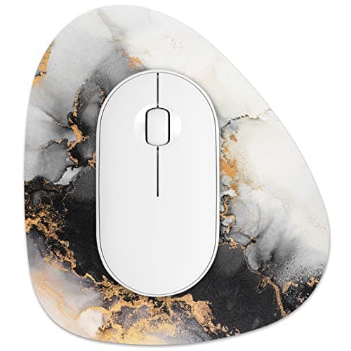 Rimilak Small Mouse Pad 6 x 7 Inch, Irregular Mini Mouse Pad with Non-Slip Rubber Base, Waterproof Compact Mouse Mat for Laptop Computer Wireless Mouse Keyboard Home Office Travel, Gray Marble