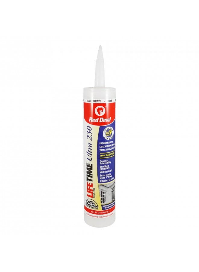 Red Devil 0777 Lifetime Ultra 230 Premium Elastomeric Acrylic Latex Sealant, 10.1 oz, Clear