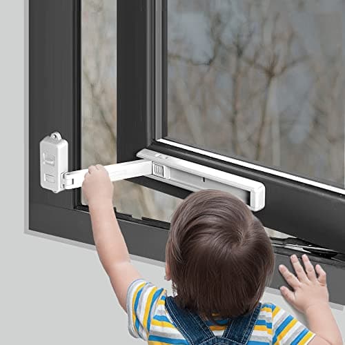 EUDEMON Window Lock Children Protection Window Restrictor Child Safety Window Stopper Falling Prevention Locks Limiter Easy to Install and Use Adhesive no Tools Need or Drill1 PackWhite