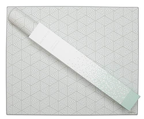 Mintrico placemat for Dining Table Set of 2 Silicone Heat Resistant Non Slip (2, White Triangle) …