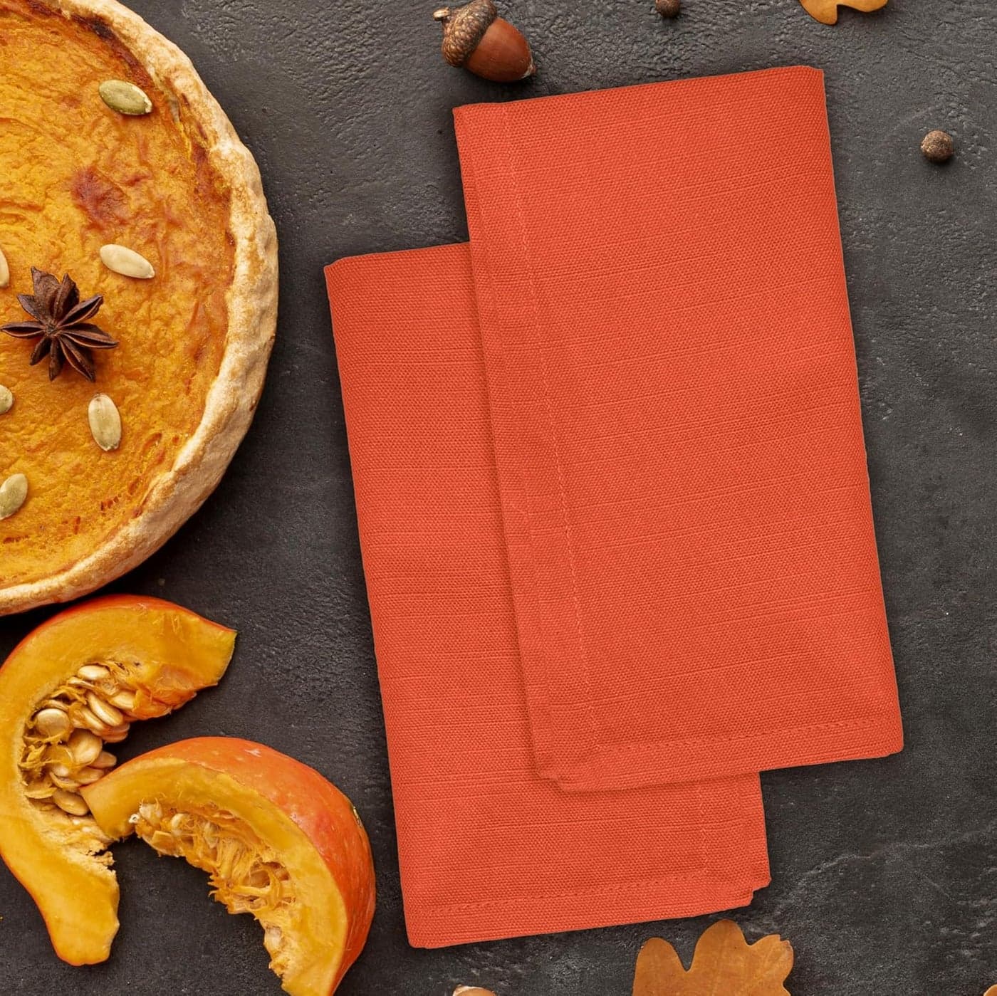 CHARDIN HOME 100 Cotton Slub Napkins Rust Orange 45x45 cm 18x18 in Set of 6 Textured Everyday Reusable Cloth Napkins Also Perfect for Holidays Dinner Parties Birthdays Weddings Hotels