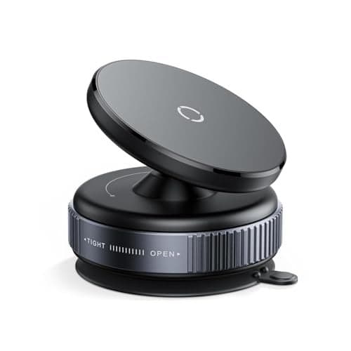 LNT Magnetic Car Phone Mount with Vacuum Lock Suction | 360° Adjustable | Strong Grip for All Magsafe Devices | Compact and Hands-Free Smartphone Stand (Mobile_Holder)