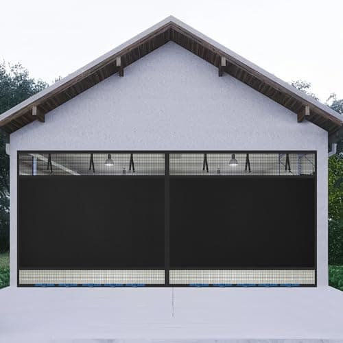 Privacy Garage Door Screen Blackout for 2 Car Garage-16x7FT Magnetic Garage Screen, 9.6LB Heavy Duty Thicker 265g/㎡ Mesh, Hands Free, Magnetic Privacy Garage Screen Door(Black, 16 * 7FT)