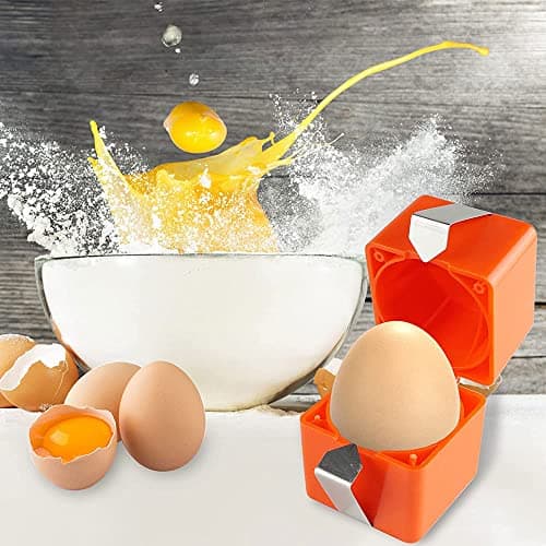 Egg Opener and Egg Cubes - Easy and Safe Egg Cracker Tool - Egg Separator and Shell Cutter - Handheld Egg Divider for Kitchen and Baking (Red)
