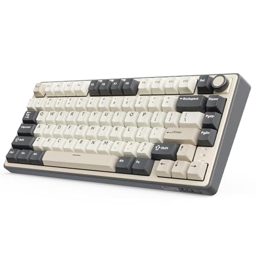RK ROYAL KLUDGE R75 Wireless Mechanical Keyboard, 75% Percent Custom Gaming Keyboard Gasket Mount RGB Backlit with Knob & PBT Keycaps, BT5.1/2.4GHz/USB-C, Hot Swappable Cream Switch, White
