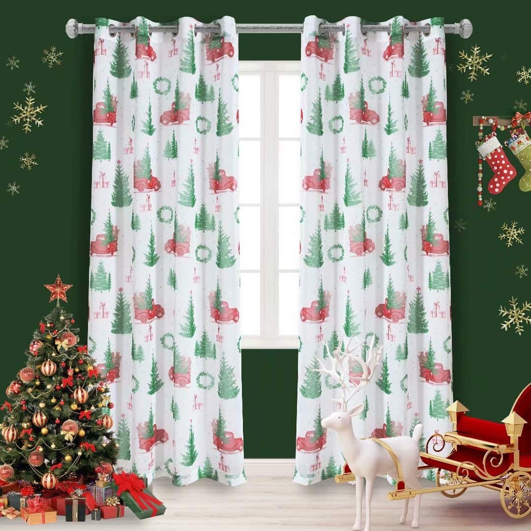 LORDTEX Christmas Sheer Curtains for Living Room and Bedroom Textured Faux Linen White Sheer Curtains Semi Voile Light Filtering Grommet Top Drapes 52 x 84 Inches Long Set of 2 Curtain Panels