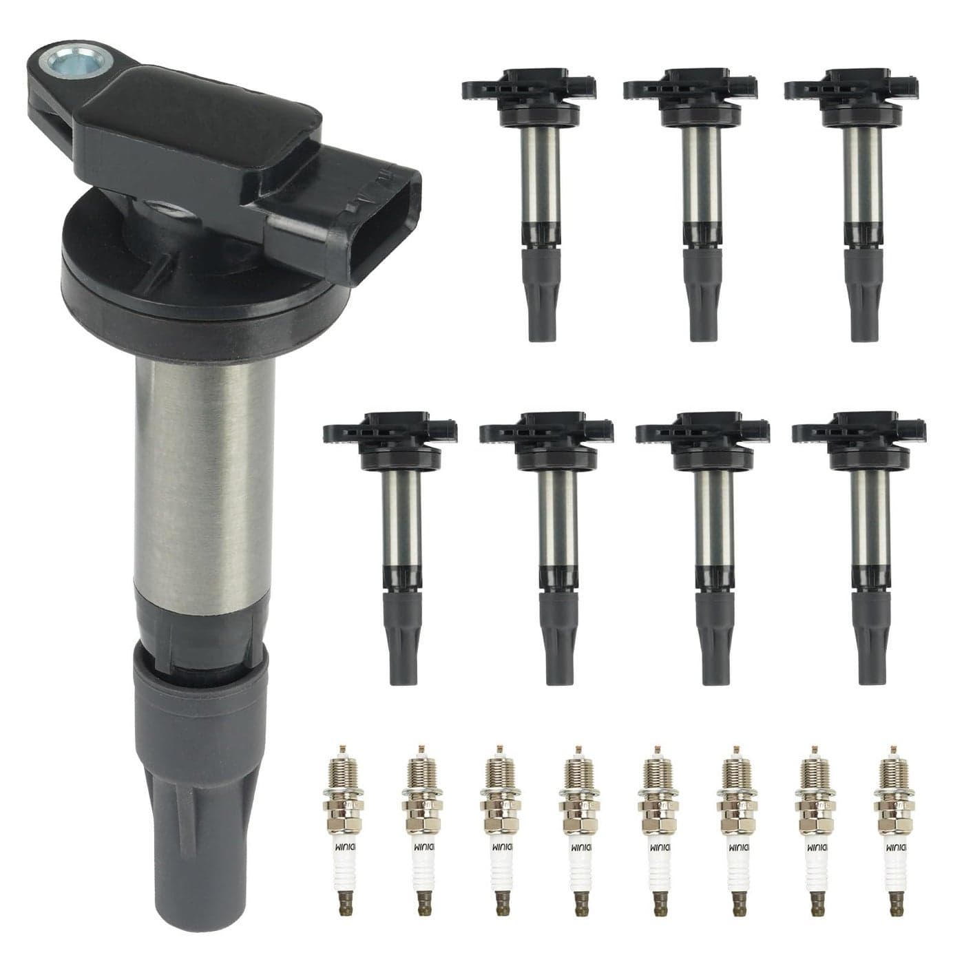 UF519 Ignition Coils Pack for Jaguar Land Rover SType Super V8 Vanden Plas XJ8 XJR XK8 XKR LR3 Range Rover 42L 44L 2003 2004 2005 2006 2007 2008 2009 20108 Set with Iridium Spark Plugs
