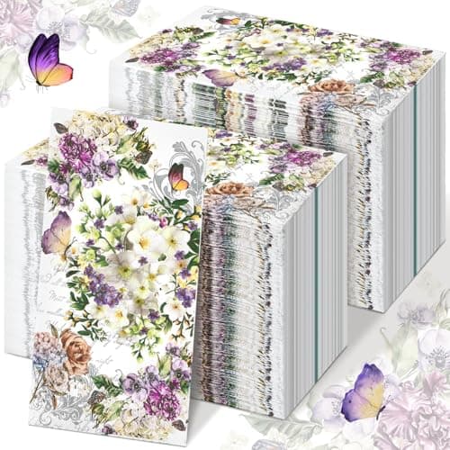 Seajan 200 Pcs Paper Guest Napkins Disposable Hand Towels for Bathroom Paper Disposable Guest Towels Napkins for Spring and Summer Wedding Bathroom Birthday Dinner Party(Vintage Floral)