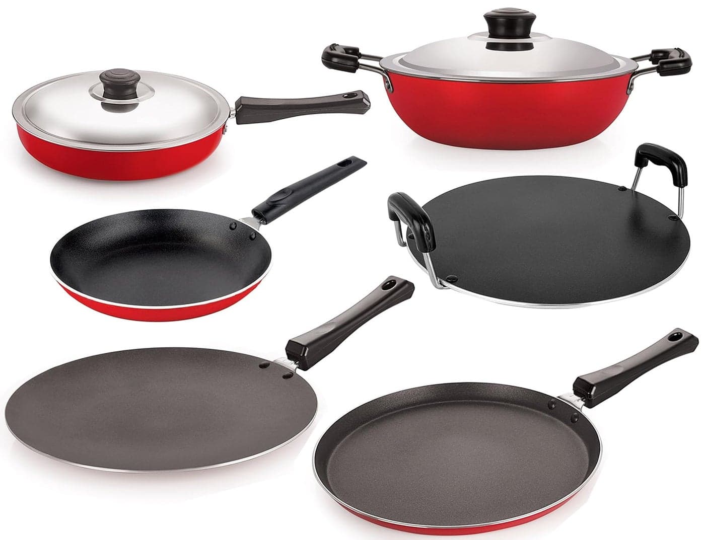 Nirlon 6 Piece Non-Stick Coated Pure Aluminium Cookware Combo Gift Set Offer with Bakelite Handle