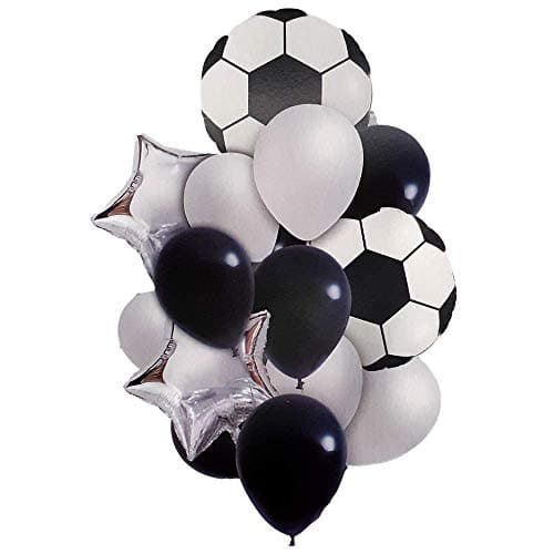 Atpata Funky Football Theme Foil Balloons - 18 Inch Round Football Shape Foil Balloons for Kids Sports Themed Birthday Party Decor and Goal theme Celebrations (14pcs. Bouquet)