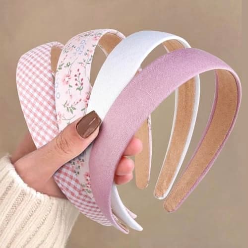 Huachi Headbands for Women Non Slip Trendy Headbands for Womens Hair 1 inch Wide Cute Headband for Girls Fall Head Bands Elastic Hair Bands for Womens Fashion Accessories for Women 4PCS