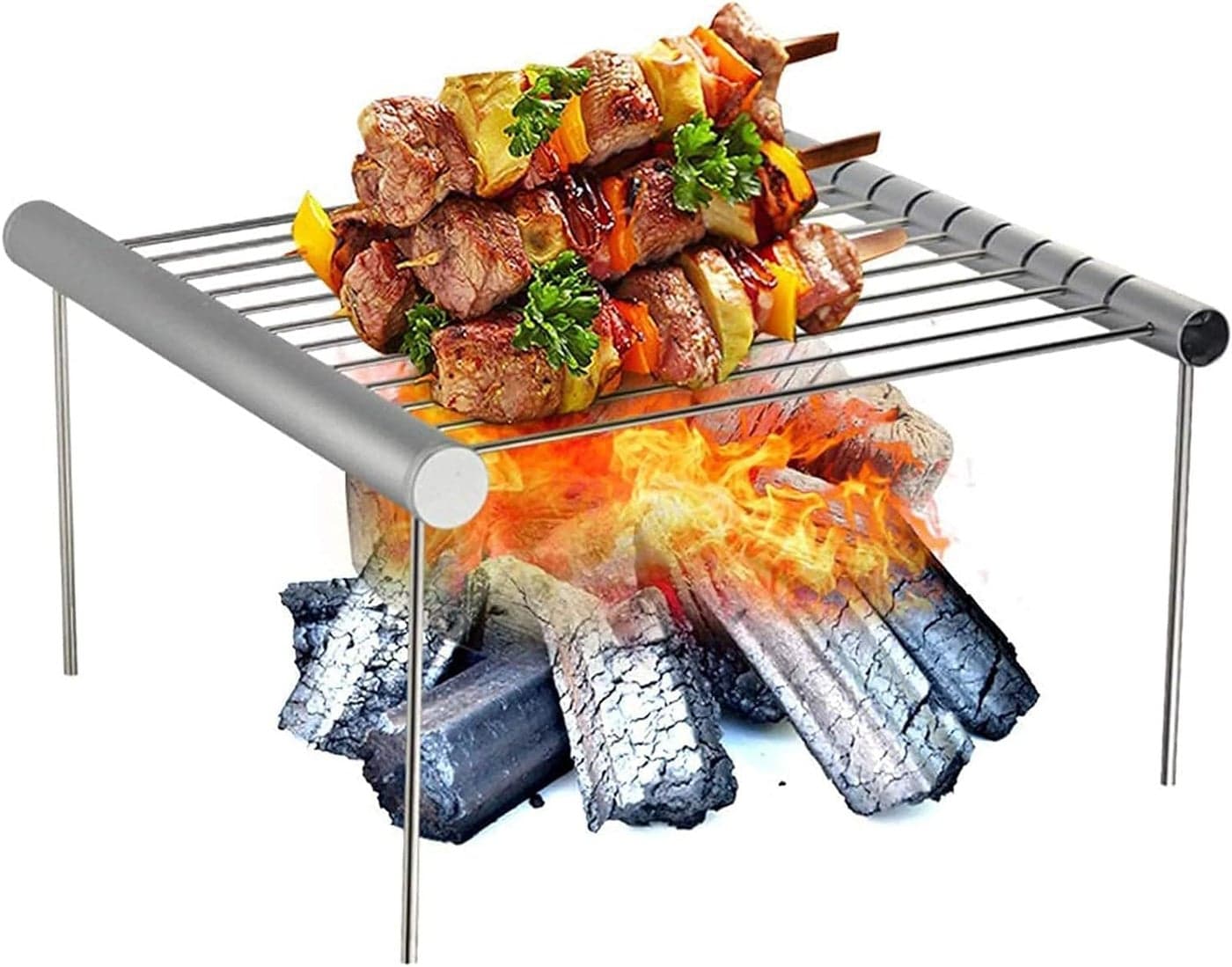 Mokshith Portable Camping Grill Folding Compact Stainless Steel Charcoal Barbeque Grill for Picnics Backpacking Backyards Survival