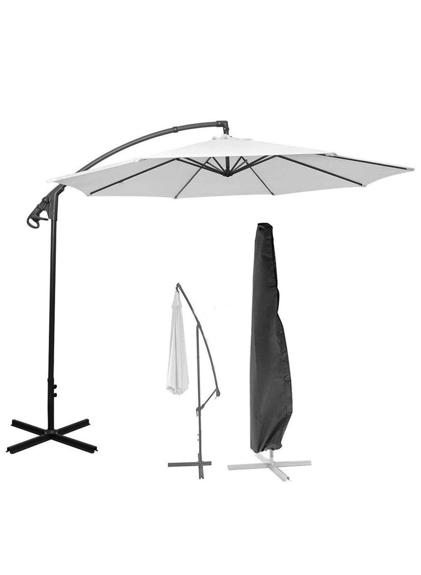Outdoor Large Cantilever Umbrella Cover Waterproof Anti UV Sun Protection Heavy Duty Zippered Drawstring Closure for Garden Patio Furniture -205cm