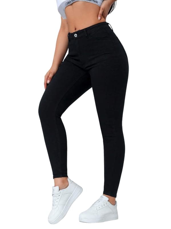 London Hills Women High Waist Jeans || Slim fit jeans for women | Women's Skinny-Fit High-Rise Stretchable Denim | ladies jeans for women | Perfect for Travel, Party & Everyday Use – Sizes 28–36 Black