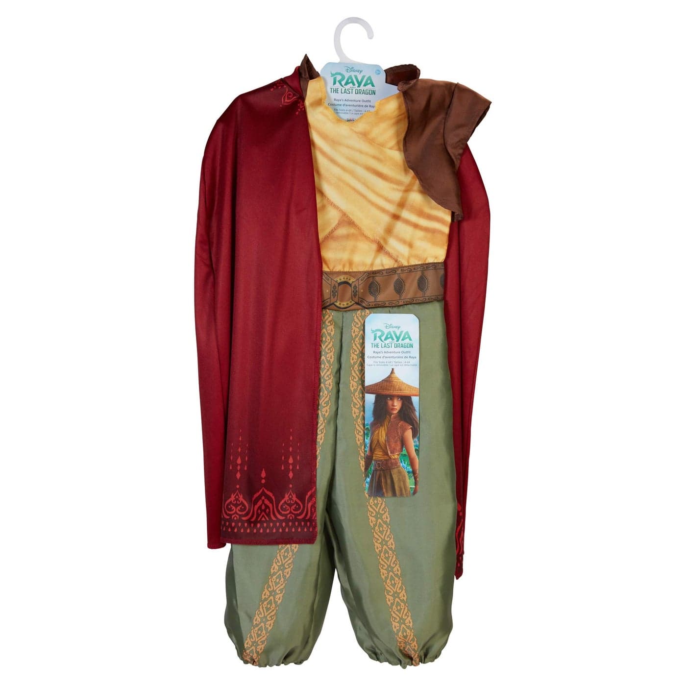 Disney's Raya and The Last Dragon Warrior Adventure Outfit Costume with Cape for Girls Size 4-6X, Multicolor