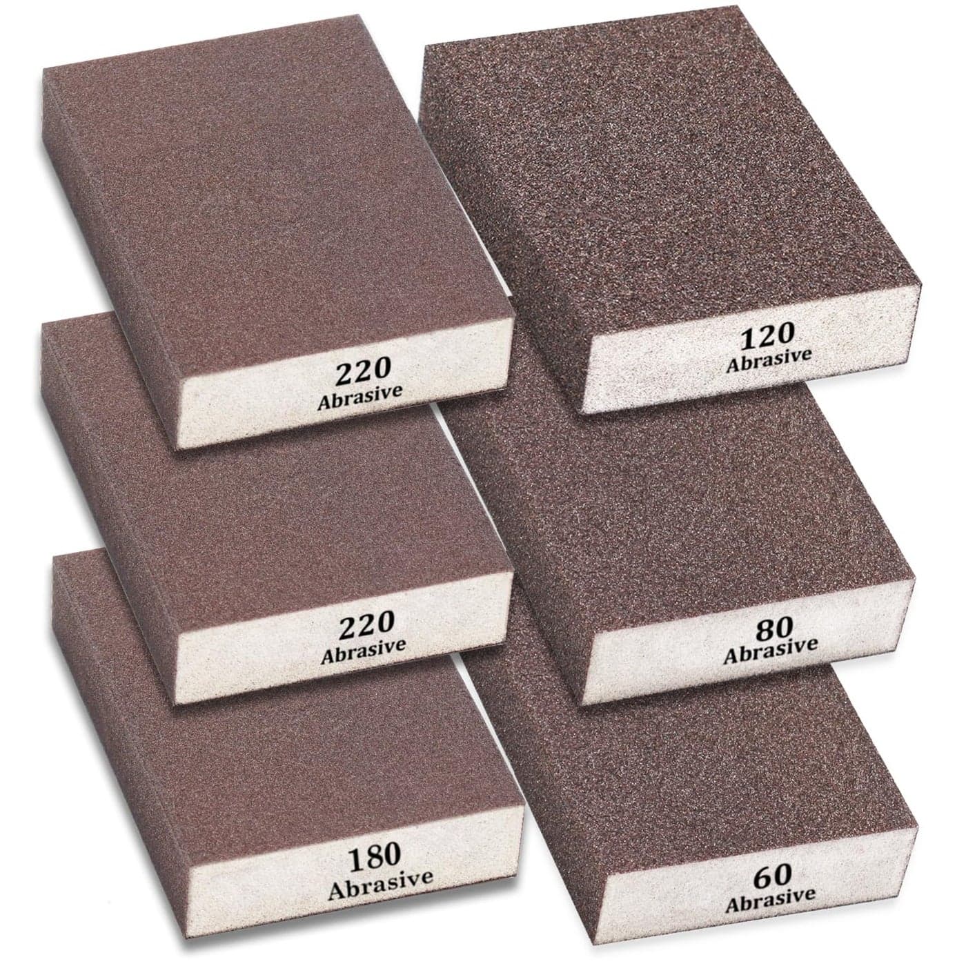 Tnisesm 6Pcs Sanding Blocks 6080120180220 Grits Sanding Spongefor Drywall Wood Metal Washable Reusable Sandpaper BlocksWashable and Reusable