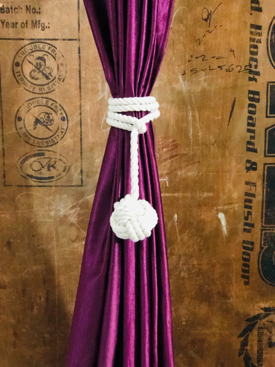 Esselkay Handmade Cotton Curtain Tiebacks Set of 2 WrinkleFree Parda Tie Rope for Men and Women
