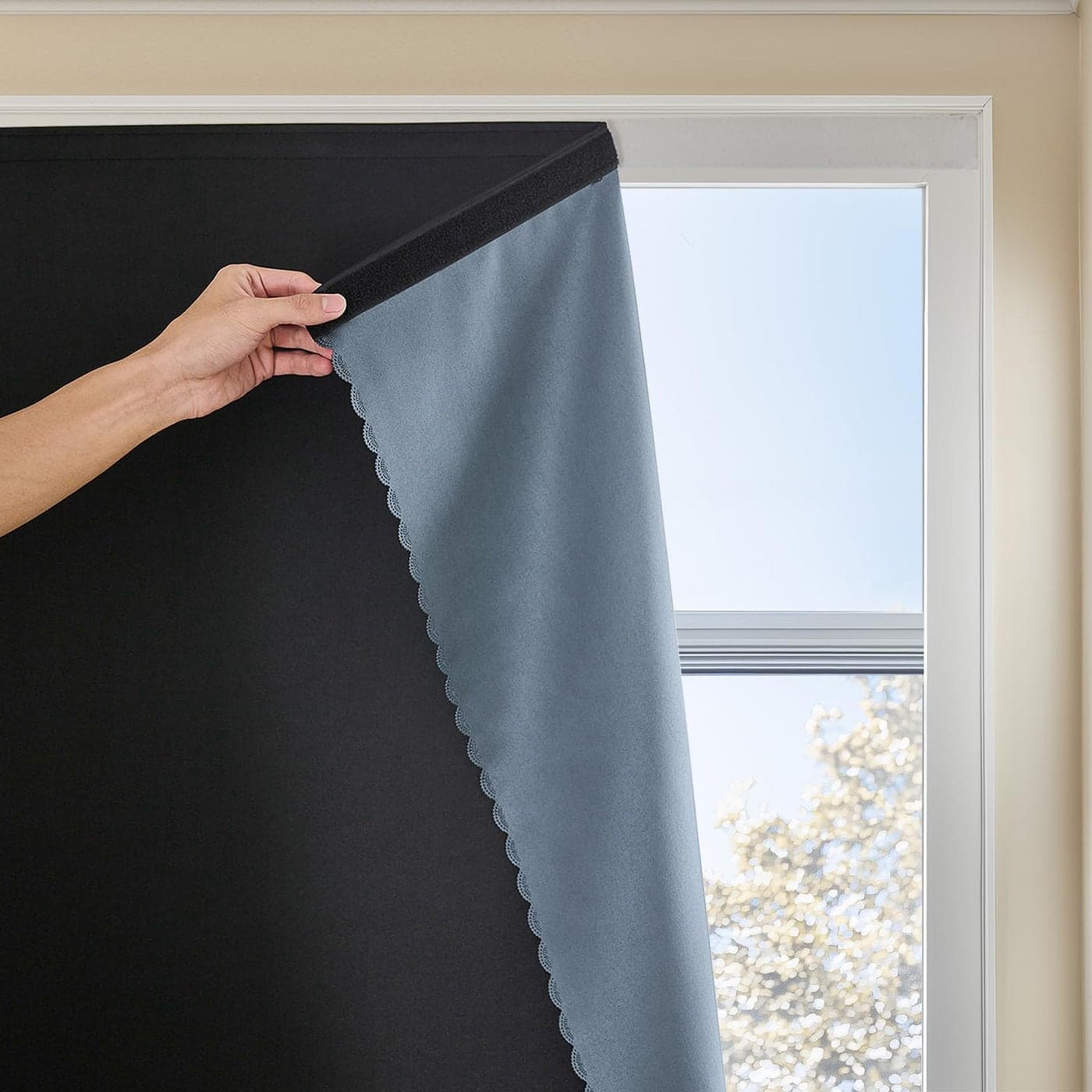 Jilron Paste Style Curtains for WindowsBedroom Blackout Curtains for Thermal Lnsulated No Drill Curtains Room Darkening Black Small Drapes 1 Panels47Wx63L inchBlack