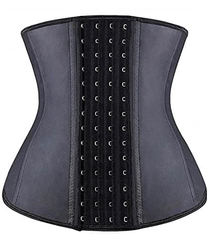 YIANNA Waist Trainer for Women Latex Underbust Waist Corsets Cincher Hourglass Body Shaper 4 Hooks, (Size M, Black)