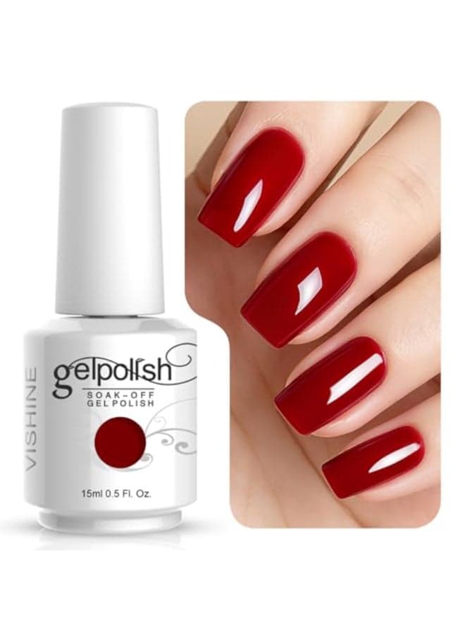 Vishine Gelpolish Professional Manicure Salon UV LED Soak Off Gel Nail Polish Varnish Color Blood Red1337