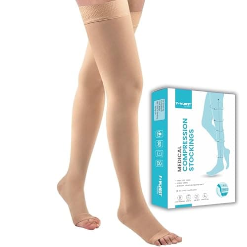 FOWLNEST PLUS DVT Stockings – Thigh Length Medical Compression Stockings for Varicose Veins & Swelling – Class 2 (23–32 mmHg) Compression Socks for Men & Women – Graduated Support – XL
