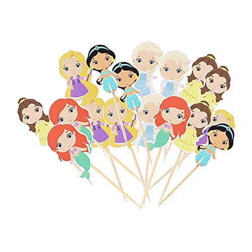Confetti Princess Cupcake Toppers Birthday Cake Decorations Party Supplies Decor 20 counts