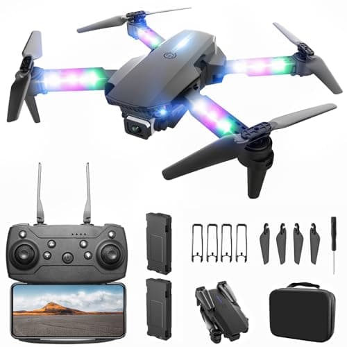 BEZGAR Drone with Camera for KIds 1080P HD FPV RC Quadcopter with 90 Adjustable Lens Coloeful LED Lights Gestures Selfie One Key Start 360 Flips Toys Gifts Mini Drones for Boys Girls Black
