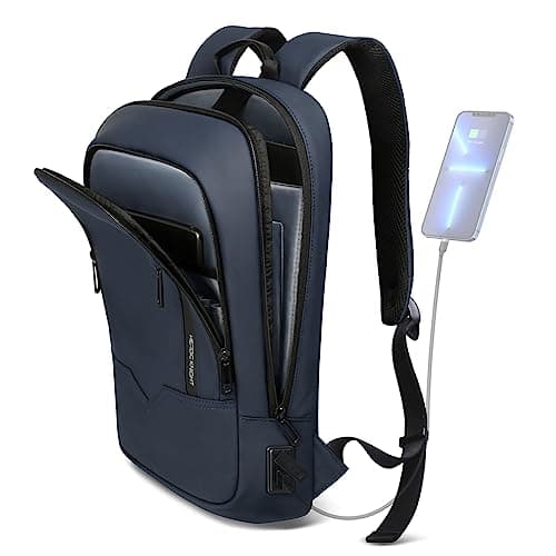 hk Backpack for Men Business Slim Backpack with USB Charger Computer Lightweight Antitheft Travel Backpacks 156 inch Water Resistant Laptop Bag for Work Office CollegeDark Blue