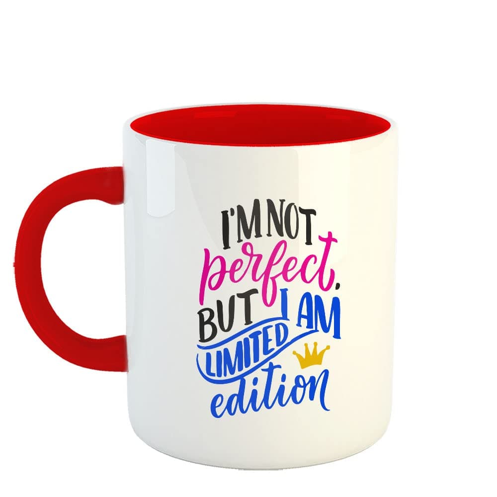 Happu Printed Ceramic Coffee Mug Motivational Inspirational Quotes I am Limited Edition Gift for Mens Gift for Womens Gift for Trainers Gift for Boss Gift for Mentors325 ML11Oz2752RD