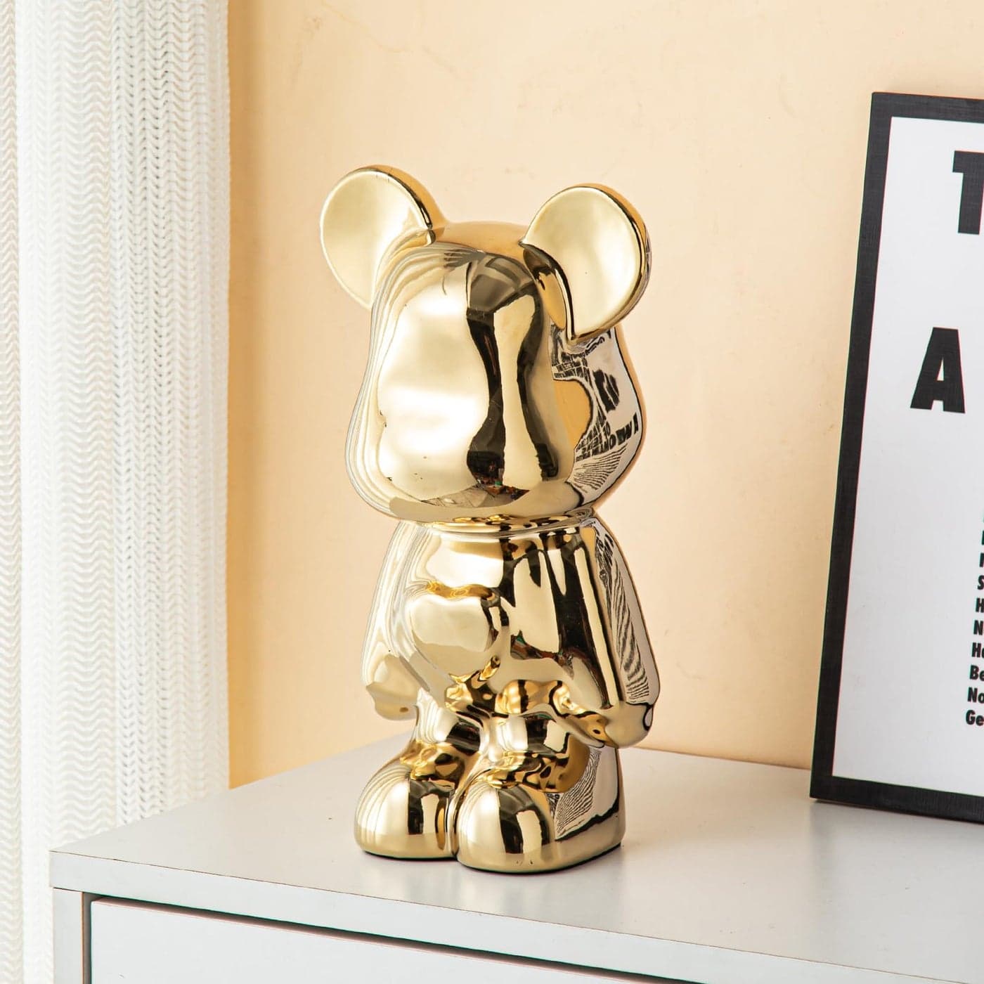 Yundu Ceramic Piggy Bank for Kids and Adults Coin Bank for Girls and Boys Gold Love Bear Decoration Modern Dcor Hypebeast Room Dcor Gifts for Birthdays