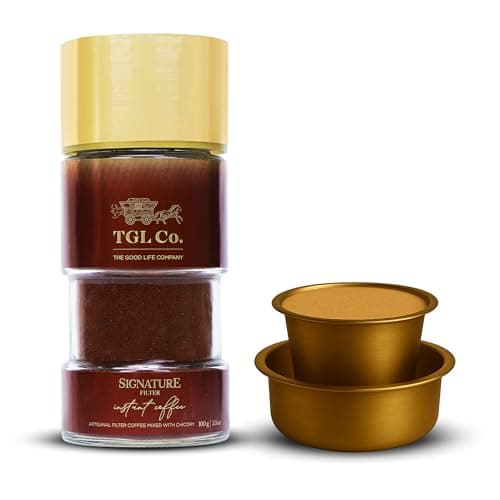 TGL Co. Signature Instant Filter Coffee Powder 100g with Brass Tumbler & Dabara Set | Authentic Filter Kaapi Experience | Premium Coffee Gift Set