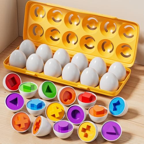 JUKUDAHU Matched Eggs Toddler Toys 1 2 3 4 Year Old Shape Color Sorting Games Kids Easter Eggs Toddler Sensory Toys Preschool Educational Boy Toy Gifts for Baby 612 Months