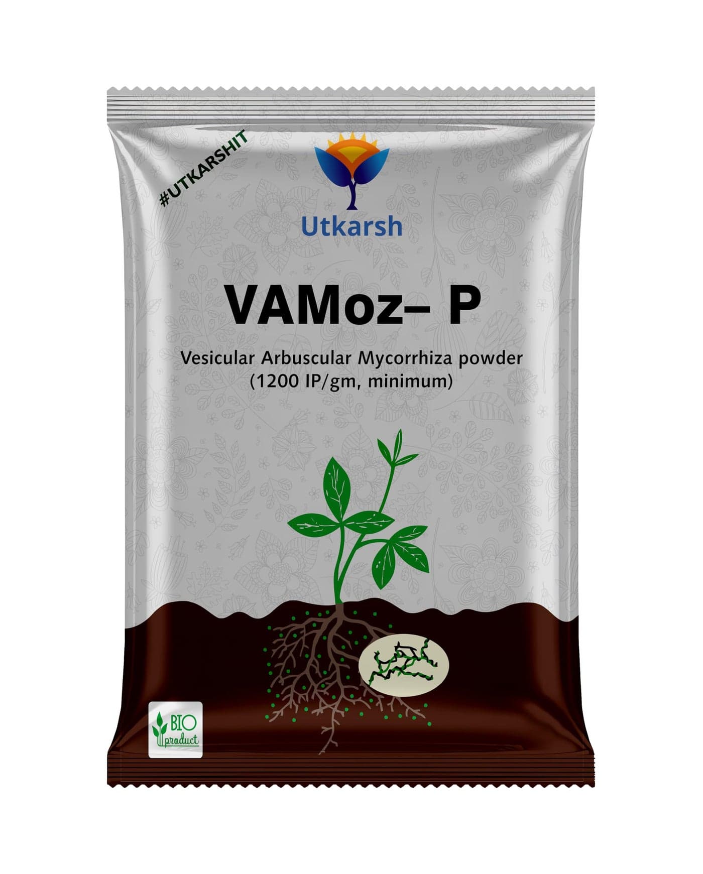 Utkarsh Mycorrhiza with 1200 IP/gm Bio Fertilizers for Healthy Plants, Vigorous Stem Girth, Enhances Nutrient Absorption, Water Uptake & Soil Aeration | VAMoz-P (900 gm; Pack of 1)