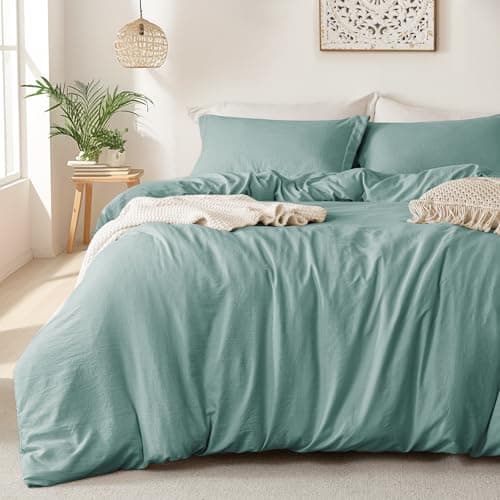 MILDLY Super Soft Duvet Cover 100 Washed Microfiber Grayish Teal Comforter Cover Set 3 Pieces with Zipper Closure Corner Ties No Comforter