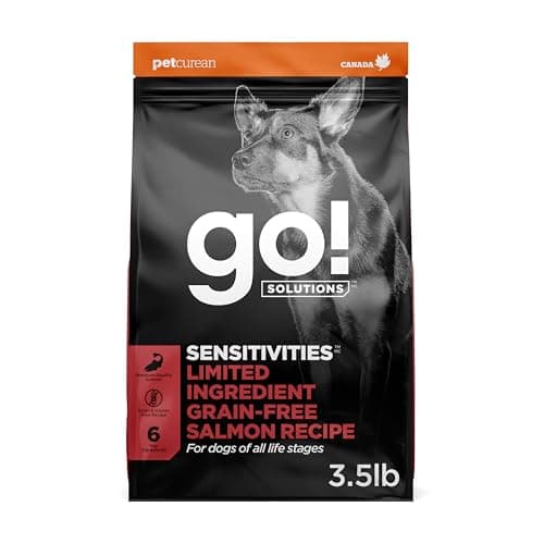 Go! Solutions Sensitivities Limited Ingredient Salmon Grain-Free Dry Dog Food, Chicken-Free Kibble Made by Experts for Sensitive Stomachs & Food Allergies, for Puppies, Adults, & Seniors, 3.5 lb Bag