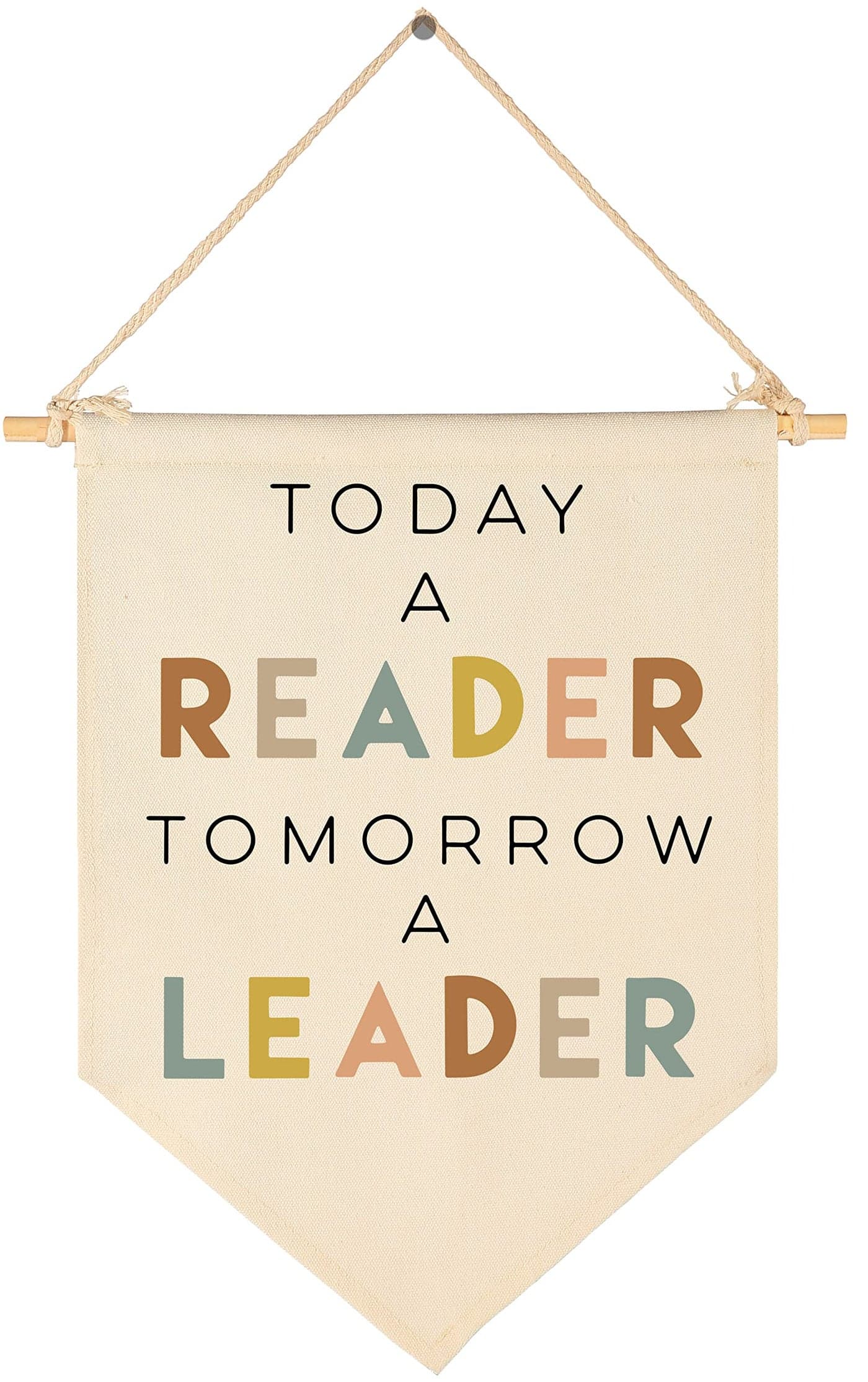 Today A Reader Tomorrow A LeaderReading Corner BannerReading Center DecorPlayroom DecorClassroom Reading DecorCanvas Hanging Pennant Flag Banner Wall Sign Decor GiftBirthday Christmas Gift