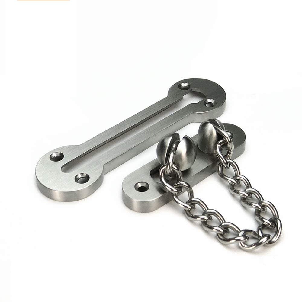 V-CORME Extra-Thick Door Chain Lock- Sus304 Stainless Steel Casting Door Security Chain Guard, Heavy Duty Latch Lock for Inside Door, Brushed Nickel Finish (Deluxe Extra-Thick:3 mm) (EK-07)