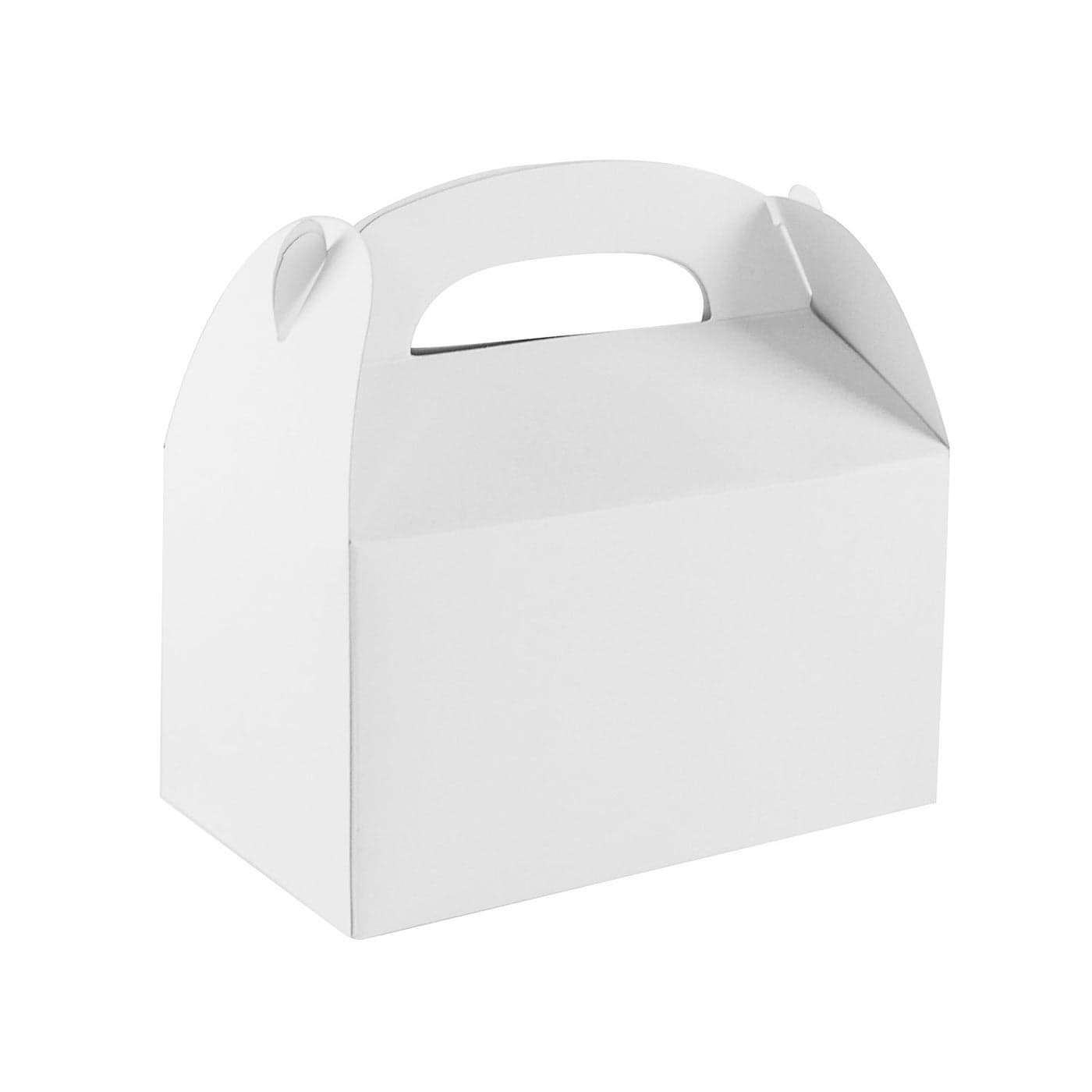 Super Z Outlet Blank White Color Treat Gift Paper Cardboard Boxes with Handles, Arts & Crafts Candy Goodie Bags, Picnic, Birthday Party Favors, Baby Shower, Weddings (12 Pack, 6.25" x 3 1/2" x 3.25")