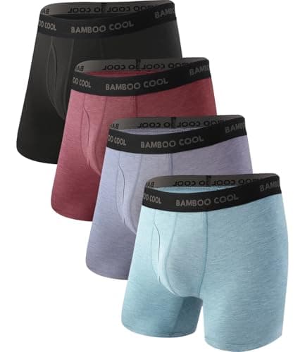 BAMBOO COOL Men's Ultra Breathable Underwear,No Riding Up Boxer Briefs with ComfortFlexible Waistband,Multipack