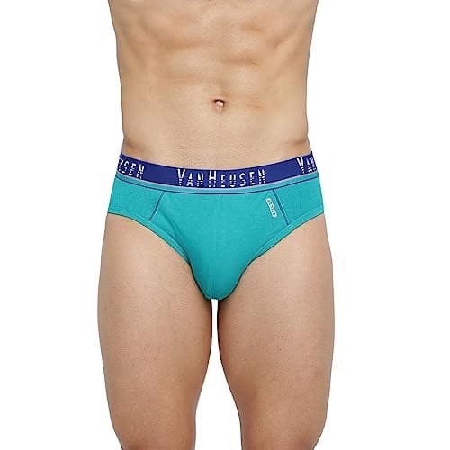 Van Heusen Active Men Briefs - Cotton Spandex - Swift Dry, Mesh Panel, Breathable_40004_Tropical Green_S